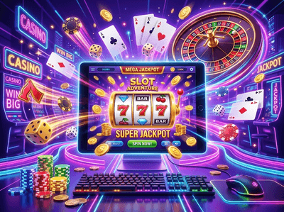 Luxury digital casino interface with neon green tones and slot machines